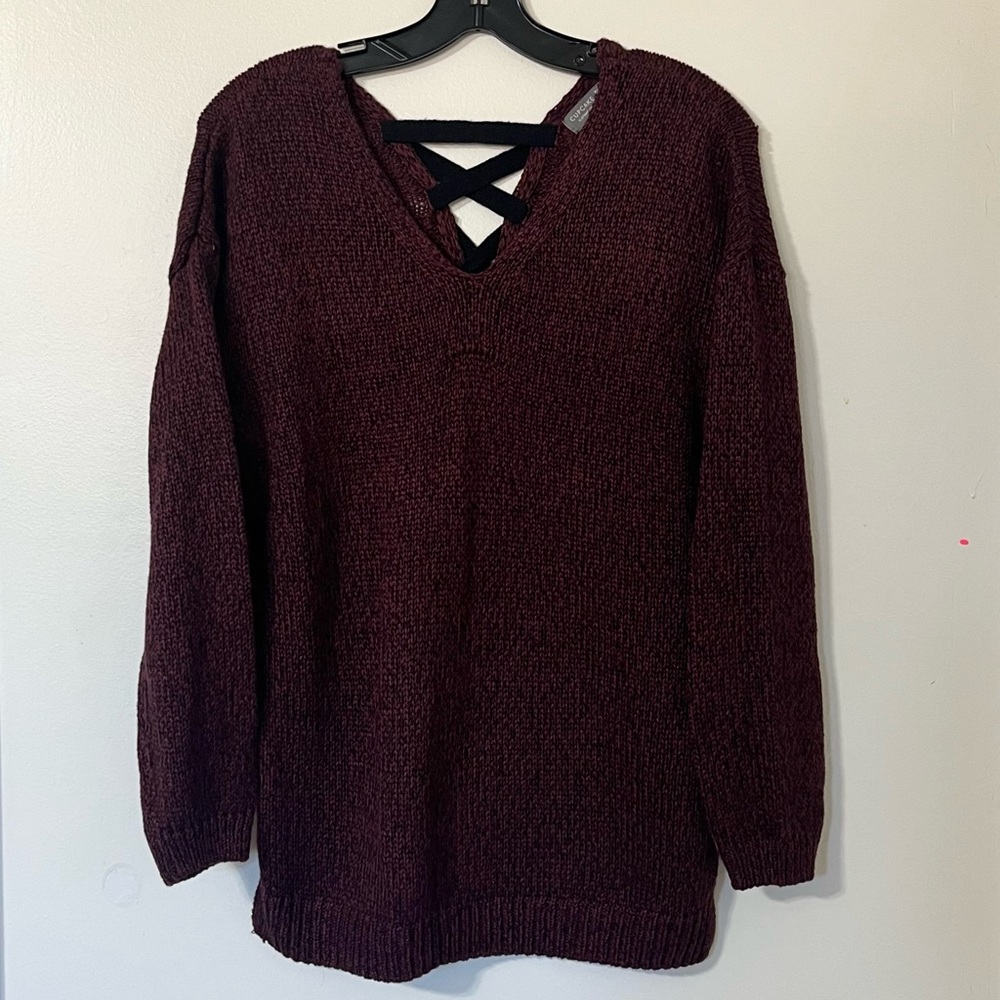 Cupcake Burgundy V-Neck Soft Grunge Cozycore Casual Fall Knit Sweater Medium